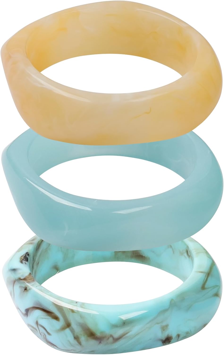 Chunky Resin Acrylic Bangle Bracelets for Women, Irregular Geometric Cuff Wide Wristband Bangles Trendy Chunky Resin Stackable Stretch Bracelet Jewelry Set