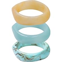 3 Pcs Irregular Chunky Wide Wrist Bangle Bracelet Colorful Acrylic Resin Bangle Bracelets Set for Women