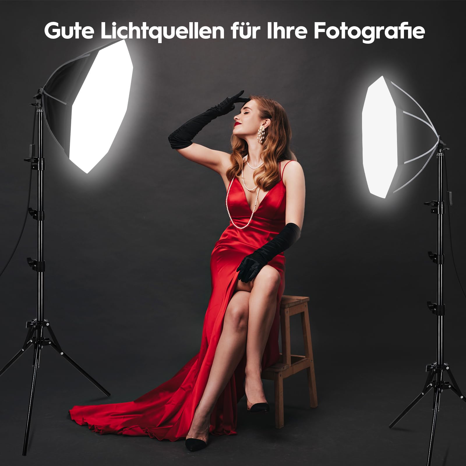 Softbox LED 2×85W Pilot Regulowany 2700-6400K | Dwa softboxy 50 cm ze statywami 150 cm do streamingu, YouTube i fotografii.