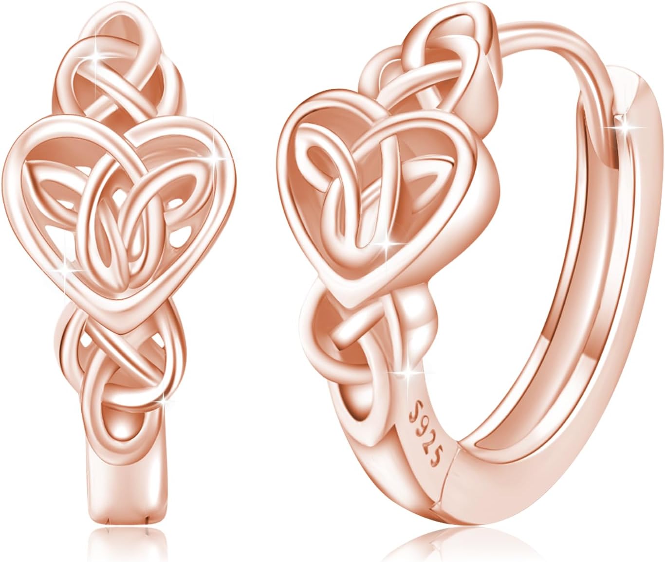 Celtic Knot Hoop Earrings for Women Sterling Silver Heart Small Huggie Earring Good Luck Irish Jewelry Gifts