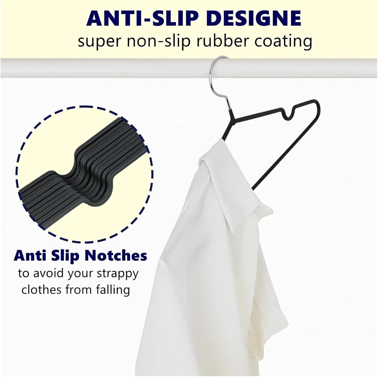 10 Non-Slip Coated Metal Suit Hangers Heavy Duty Shirt Traceless Simple Multifunctional(White)