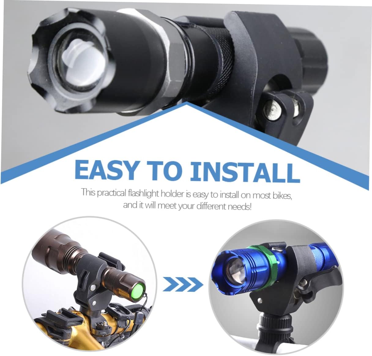 3pcs Bike Flashlight Holder Rotation Stable and Practical Torch Stand for Mountain Biking Easy to Install Essential Cycling Accessory