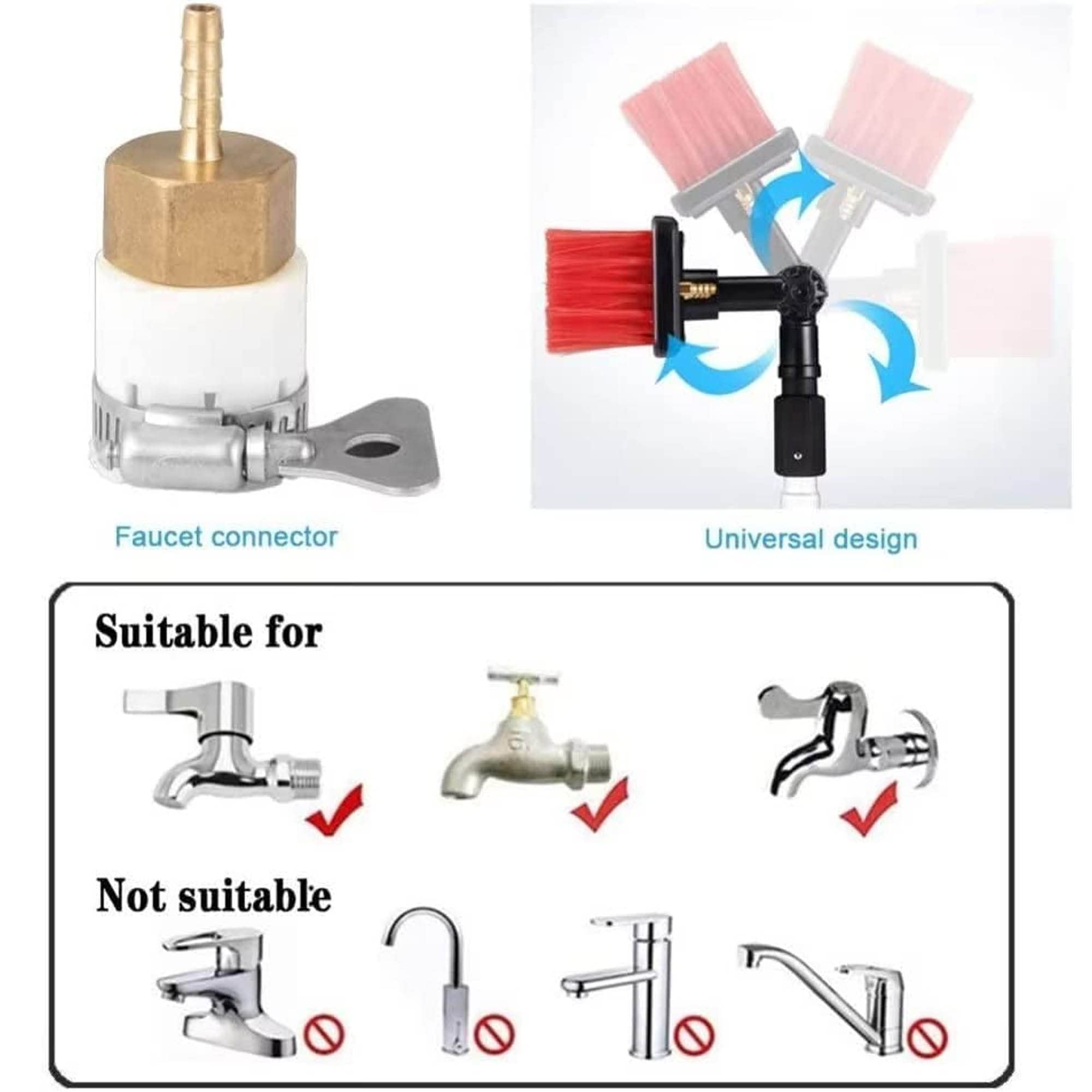 Pértiga de Limpieza de Paneles solares y fotovoltaicos de 5 m con Kit de cepillos con alimentación de Agua para Limpieza de Ventanas