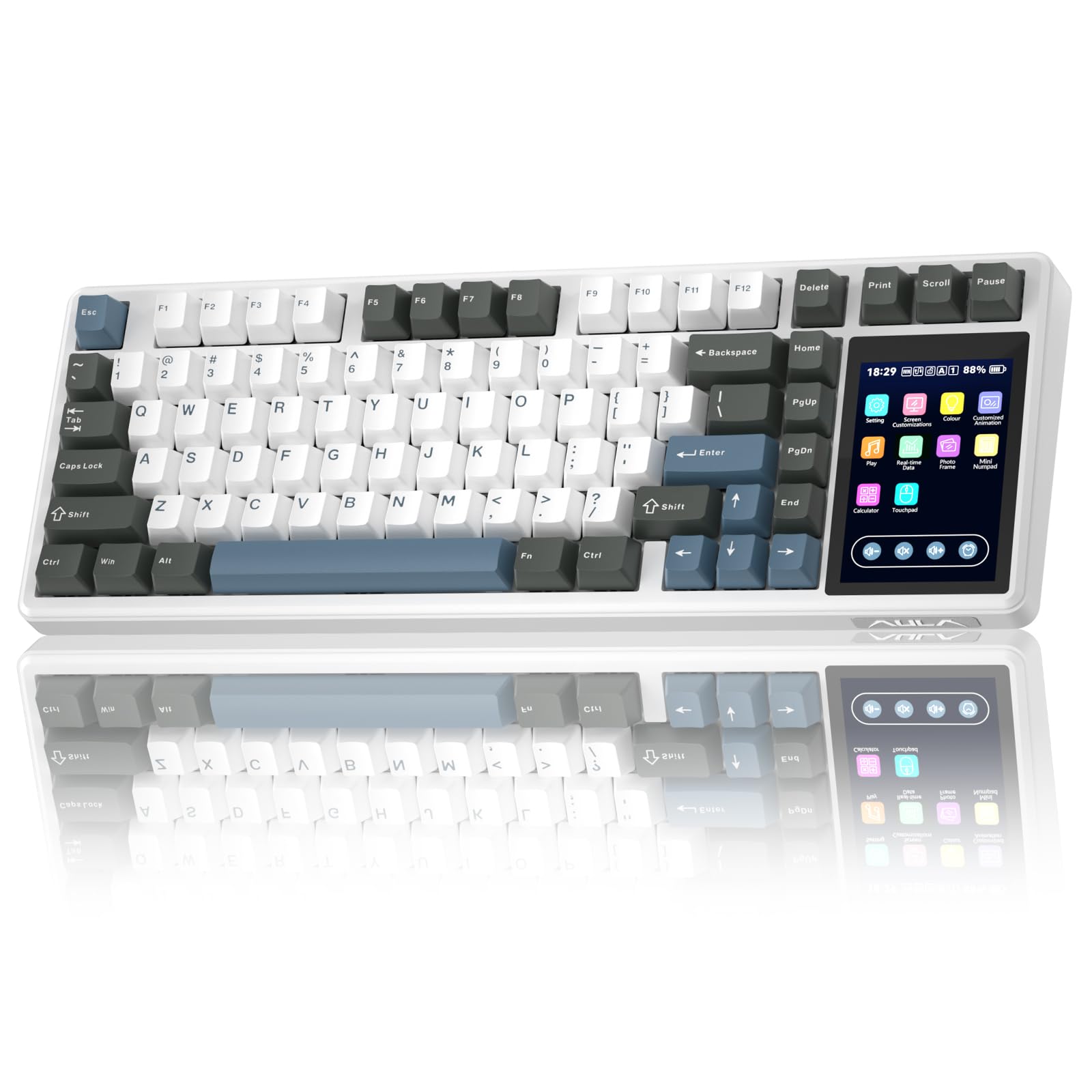 Aula L99 Mechanical Keyboard with Touch Screen(White&Gray&Blue)-image-39
