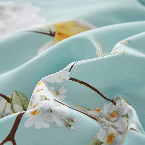 Miniatura 7 de Joyreap Juego de edredón floral de 3 piezas, color aguamarina, elegante diseño reversible de flores, tamaño King, juego de edredón de microfibra