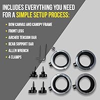 Vista 6 de FASWORX Soportes universales para barcos Bimini en torre de wakeboard, lona superior 600D Bimini, marco y abrazaderas, toldo universal