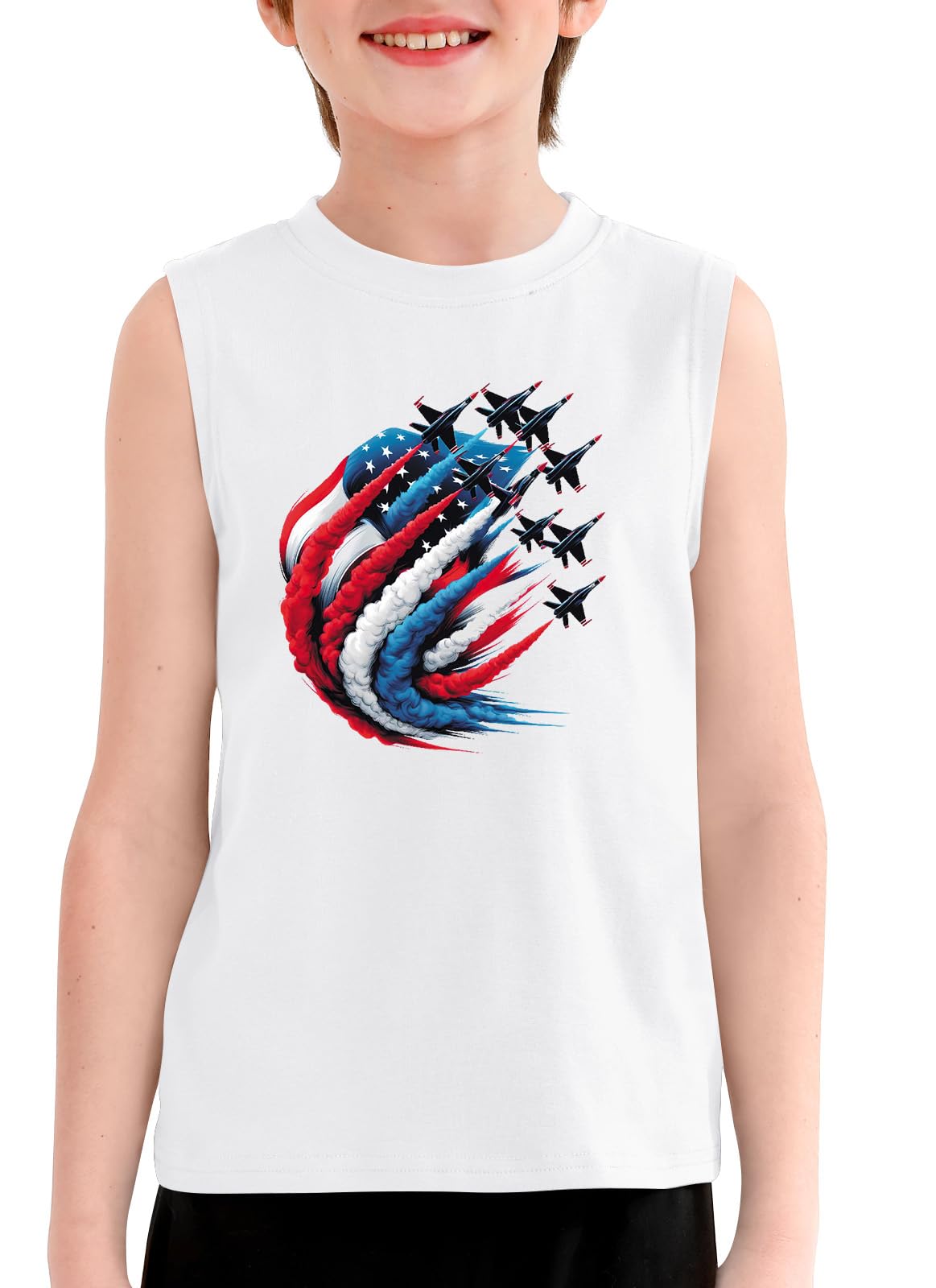 Boys 4th of July Patriotic Sleeveless Tee American Flag Tank Top 6-14 Years
