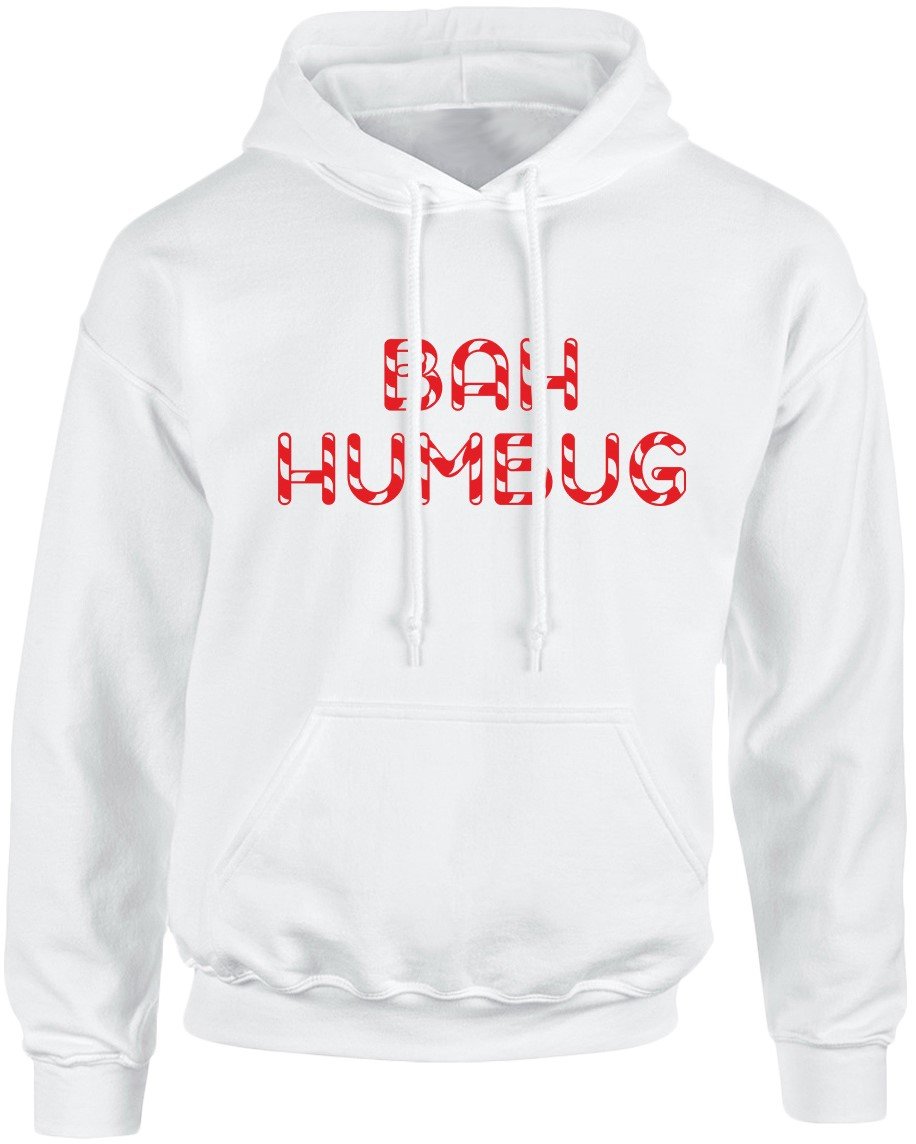 Swagwear Men's White, White Bah Humbug Christmas Xmas Unisex Hoodie 10 Colours (S-5Xl)