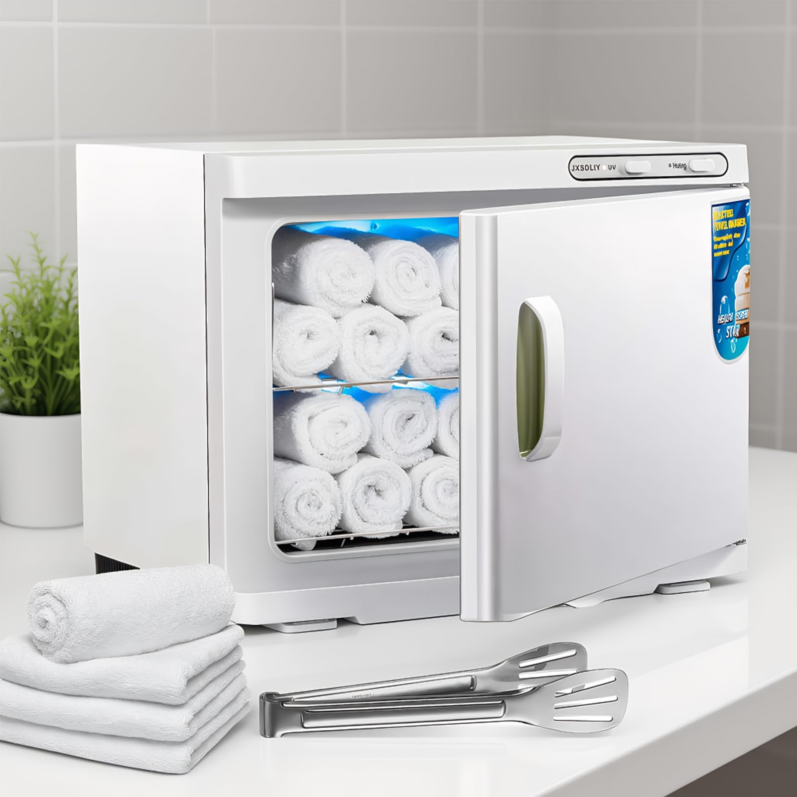 Handtuchwärmer & Aufbewahrungsschrank mit UV-Licht – 23 l schnell aufheizender Edelstahl für Spa, Salon, Barbier, Maniküre und Zuhause