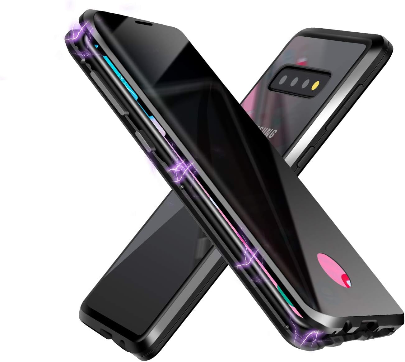 jackybo Magnetic Galaxy s10 Case,Anti Peep Magnetic Adsorption Anti-peep Double-Sided Privacy Bumper Metal Frame Support Fingerprint Unlocking Anti-Spy Phone Cases Cover Compatible with Samsung s10