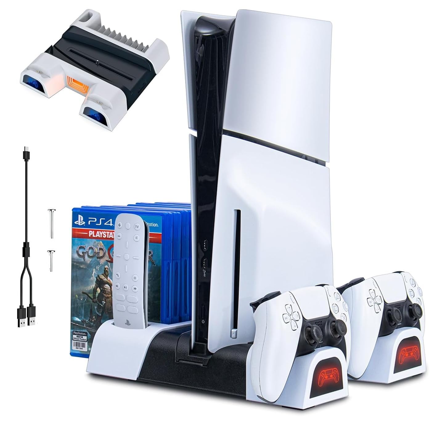 TMG PS5 Charger Station Compatible with PS5 Disc/Digital Edition with