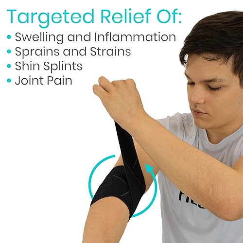 Miniatura 8 de Vive Rodillera elástica  Tobillo, pie, pantorrilla y muñeca para aliviar el dolor  Vendaje de compresión para piernas  para edema, levantamiento de