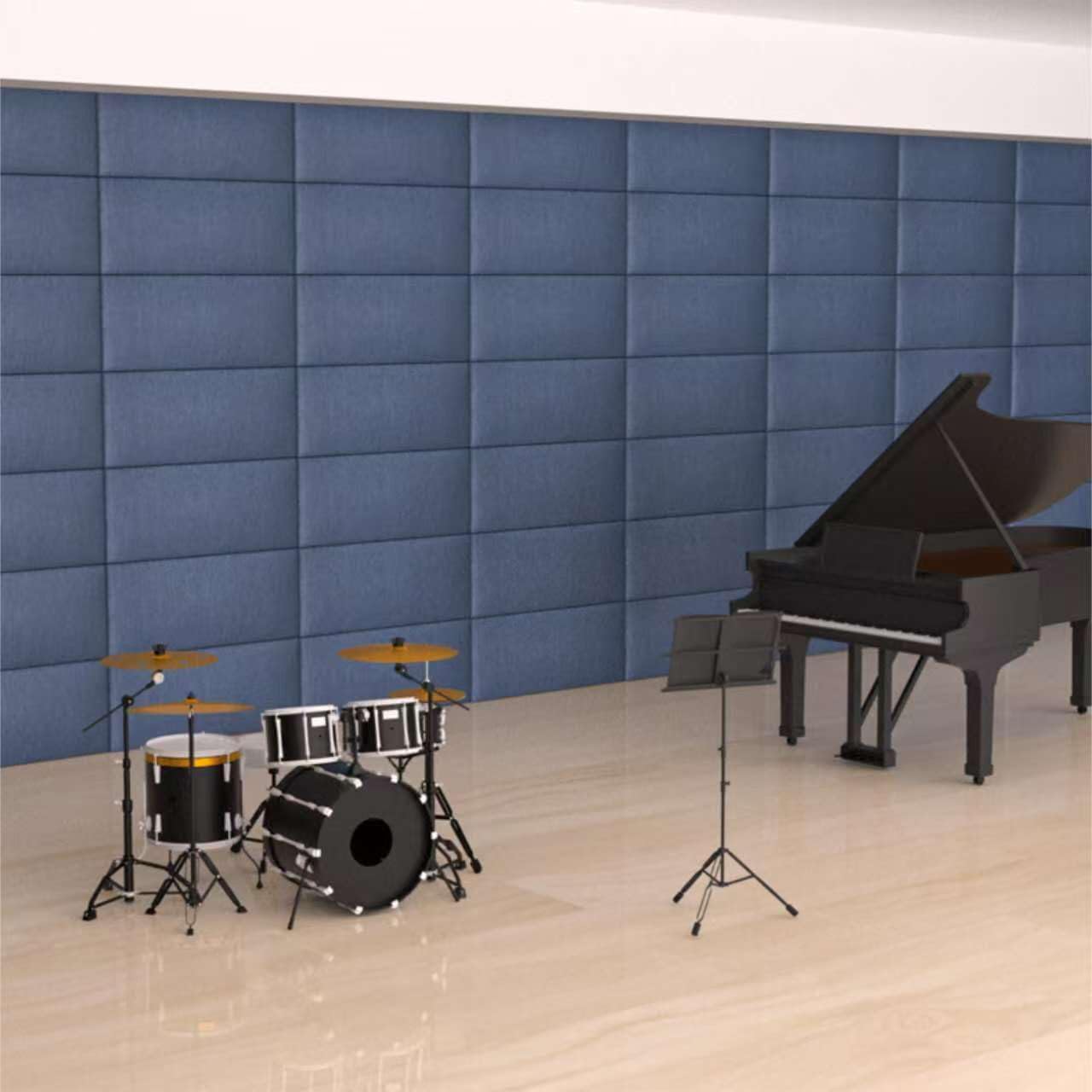 Upholstered Wall Mounted Headboard, 3D Soundproof Panels Peel and Stick for Queen Size, Adjustable Bed, Tufted, Blue (9 Panels, 10" x 24")