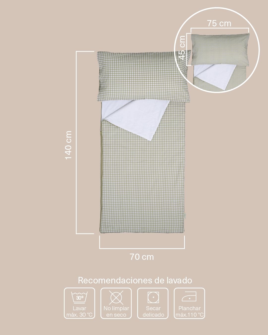 molis&co - Saco de Dormir Infantil 1.0 TOG - Saco Edredón Relleno Nórdico - Ideal para Primavera y Otoño - Juego de Manta 140x70cm con Almohada 60x40cm - 100% algodón — view 2