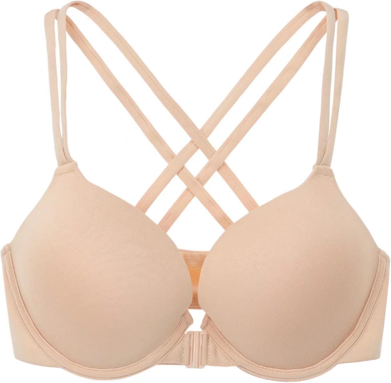 Women's Push Up Racerback Bra Front Closure Thick Padded Seamless Criss-Cross Back Underwire Bra Add Two Cup - Image 7