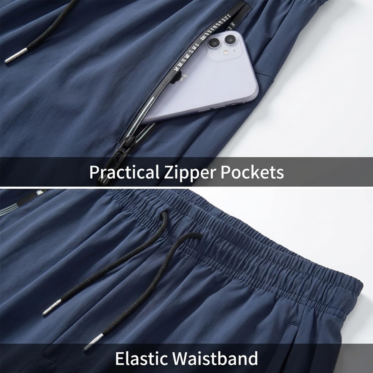 Pantalones deportivos para hombre con bolsillos con cremallera, para entrenamiento, gimnasio, correr — view 4