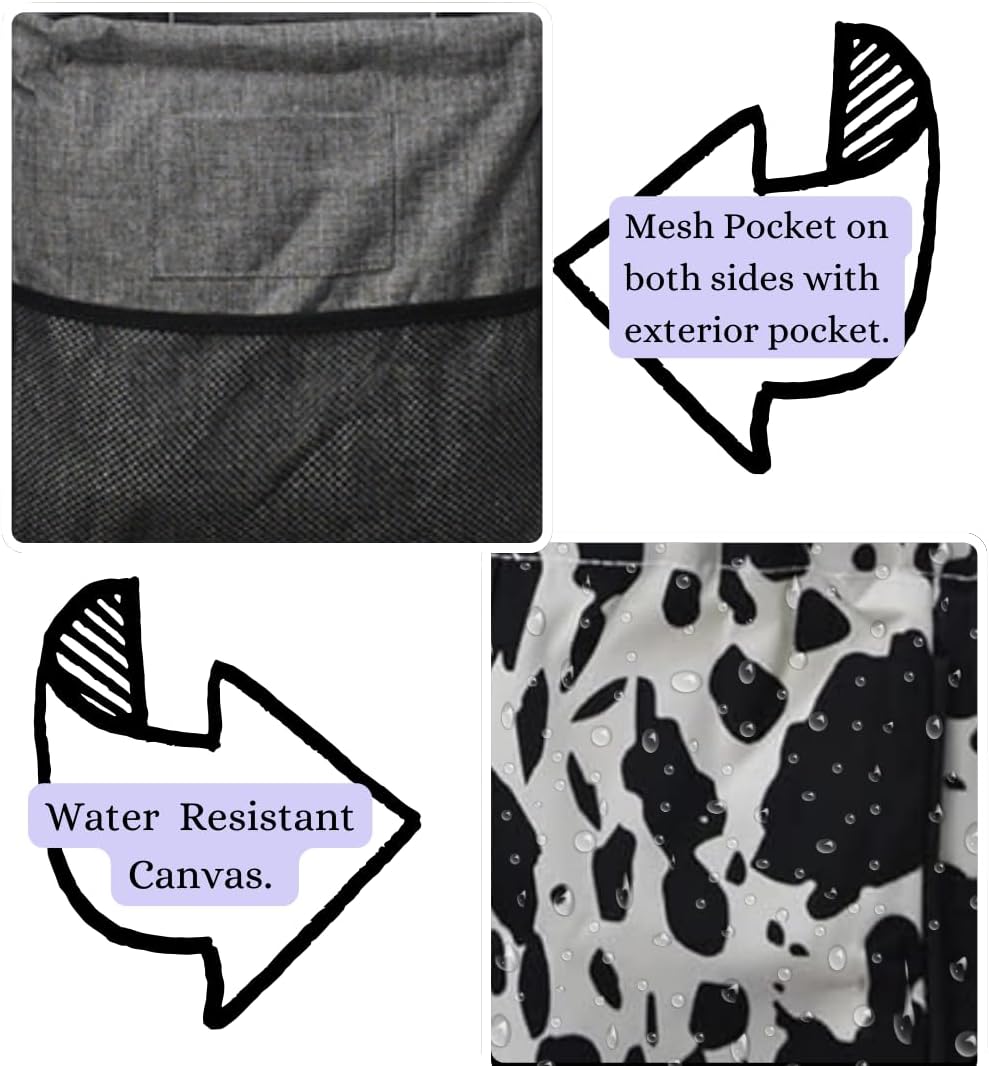 NGIL Extra Large Utility Tote Reusable Grocery Organizing Bag Oversized Collapsible for Storage, Picnic,Car, Beach (Cow Splatter Print-black)
