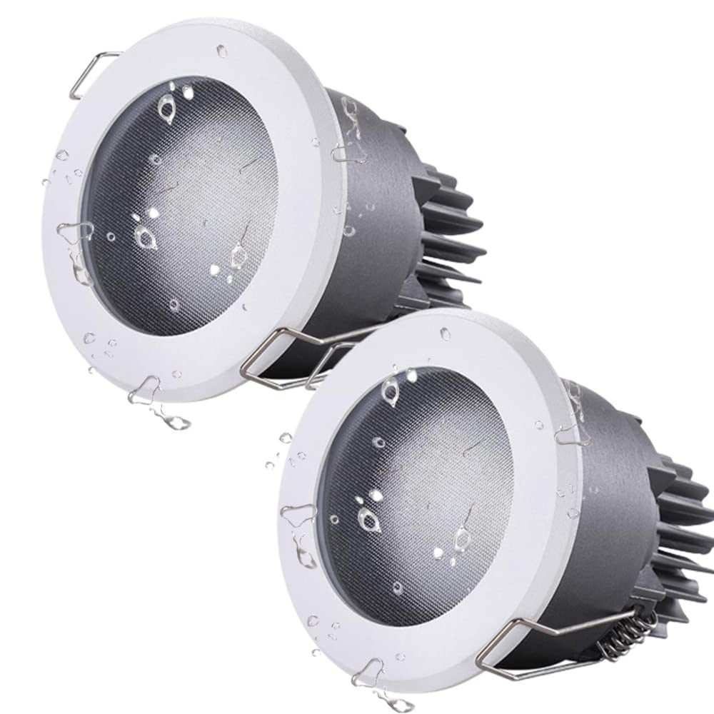 Lot de 2 spots encastrés ronds étanches en aluminium IP65 pour cuisine, salle de bain Taille de coupe 75 mm/95 mm
