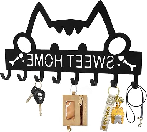 Miniatura 1 de Soporte para llaves de gato para pared, decorativo, moderno, gancho para abrigos, lindo baño, decoración de pared para puerta delantera, entrada,
