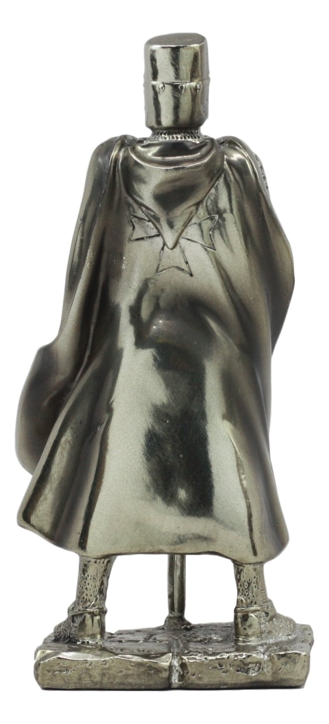 Ebros Gift MEDIEVAL KNIGHT 7" H CRUSADER ELITE TEMPLAR STATUE FIGURINE SUIT OF ARMOR, Silver - Image 4