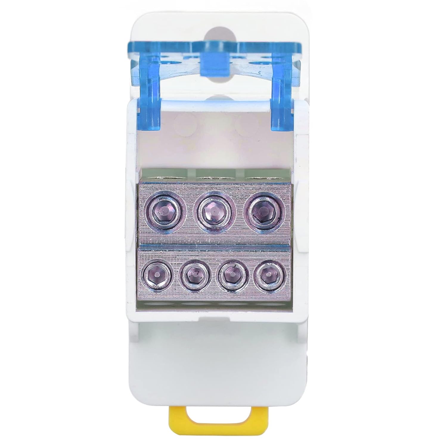 690V 80A DIN Rail Terminal Block Distribution Box,Spliceable Brass Conductor Terminal Junction Box,for Various Power Distribution Needs (Blue)