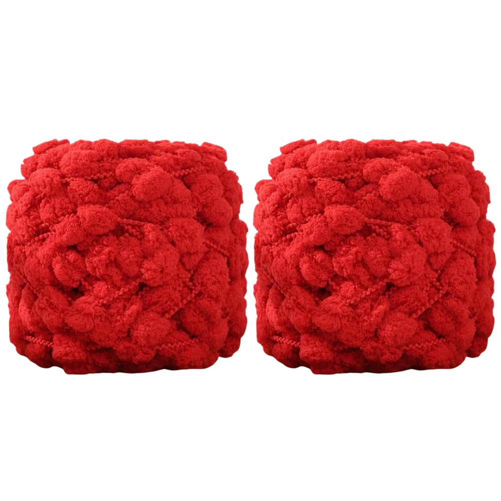 100g x 2 Rolls Pom Pom Crochet Yarn for DIY Baby Blanket Mat Shawl Scarf Soft Chunky Yarn Fluffy Knitting Yarn Balls
