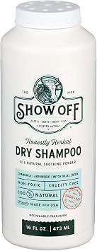 Show Off Dry Shampoo for Animals Herbal, Talc-Free Formula for Odor Control & Moisture Absorption | Safe for Horses, Dogs, Cattle, Goats, Sheep, Chickens & More | Natural Grooming Powder