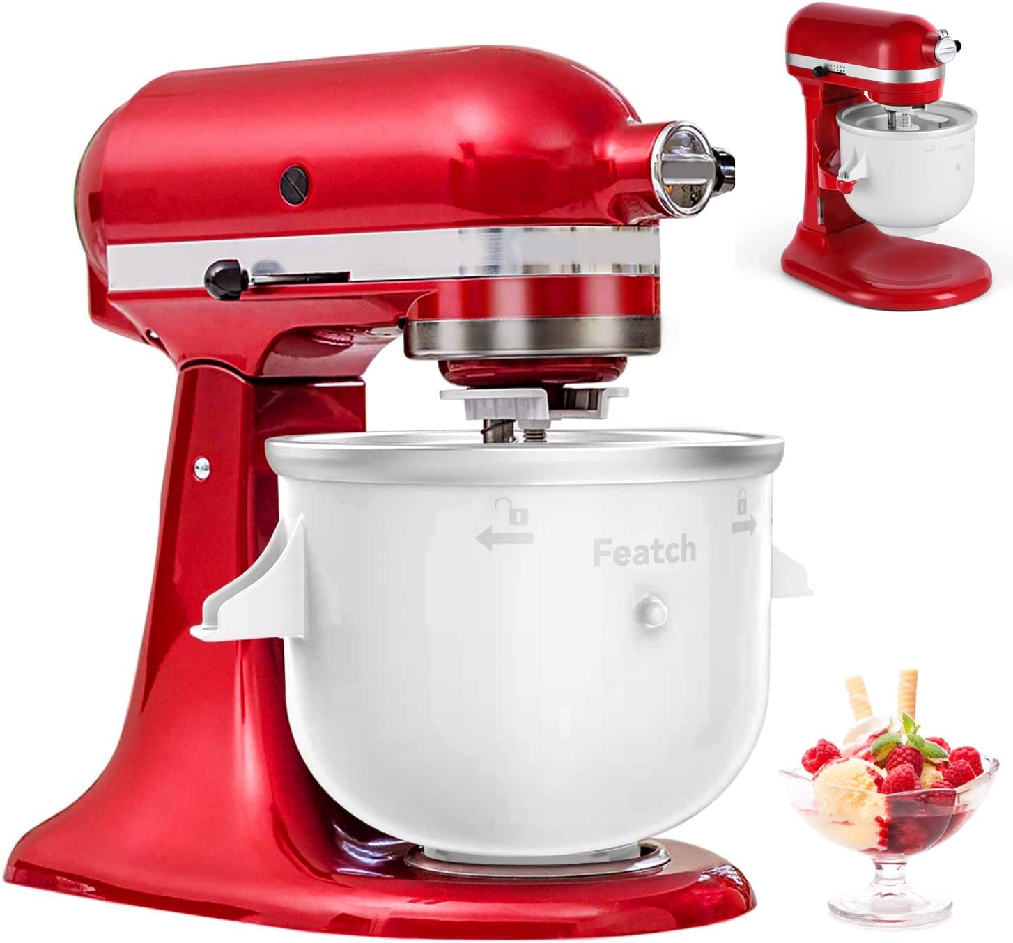 Amazon アイスクリームメーカーアタッチメント Kitchenaid 4.5クォートスタンドミキサー対応 2クォート大容量フローズン