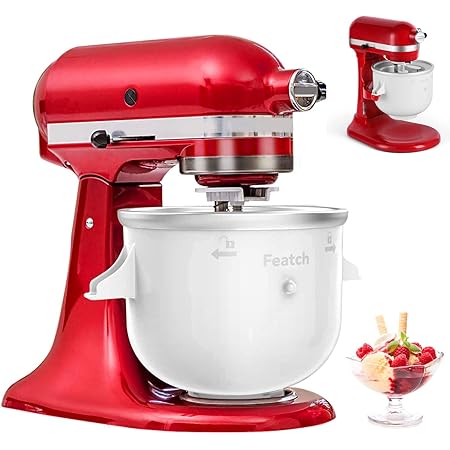 Ice Cream Maker Attachment Compatible with All Kitchenaid 4.5QT Stand Mixer, 2 QT High Capacity Frozen Yogurt, Ice Cream and Sorbet Gelato Maker(Not Compatible with Artisan Mini 3.5Qt Mixer)