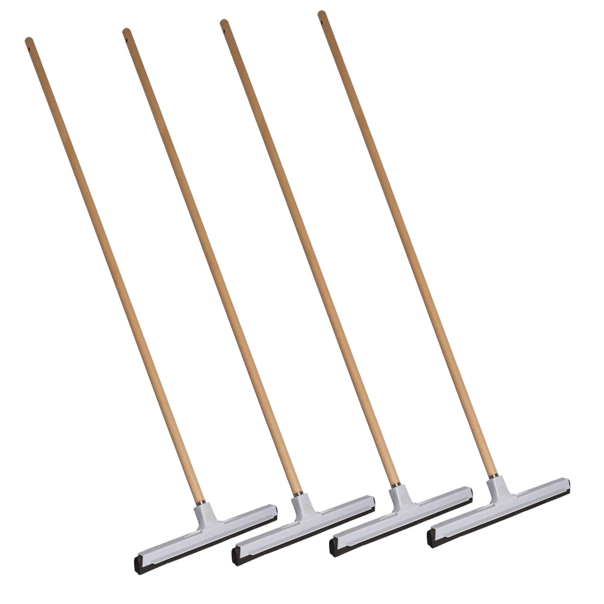 Novaliv 4 limpiadores de ducha de mango largo de plástico, 43 cm, limpiadores de suelos, ducha, terraza, grande, limpiacristales con mango de madera, deslizador de agua, para suelo, piscina, extractor