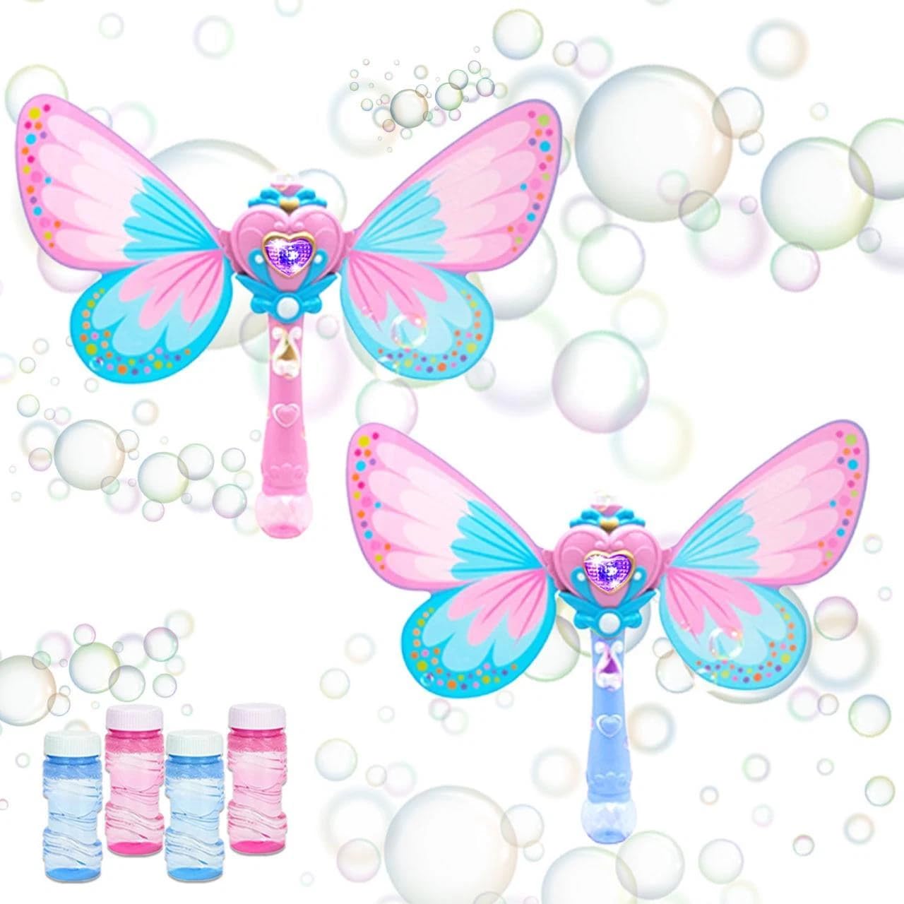 Kidoloop Butterfly Bubble Macine 36cm - Light Up Musical Bubble Wand with Wings, Magic Bubble Toy Stick for Kids, Outdoor and Indoor Play, Birthday Gift for Girls and Boys Ages 3+ Years