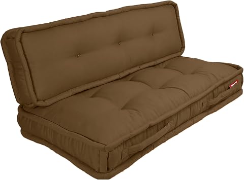 XPERMATE Biscuit Cushion Honeycomb Front Pallet Top Cushion French Cushion Bench and Garden Cushion 60X120x14 cm (COFFEE)