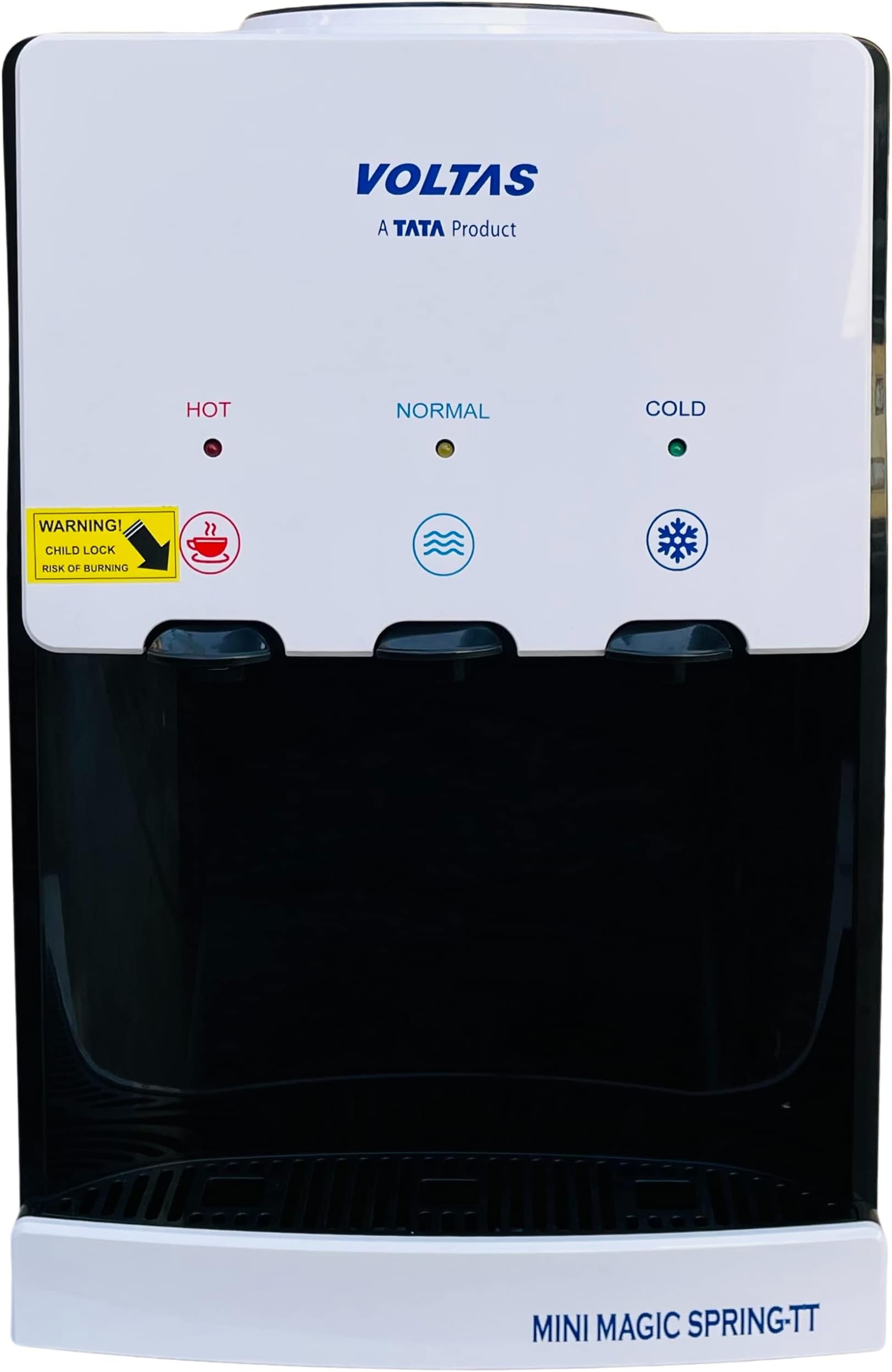 Spring TT Table Top Water Dispenser with Three Temperature Tap and Compact Design (White and Black), 5 liters