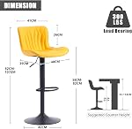 YOUNUOKE Bar Stools Set of 2, Swivel Counter Height BarStools with Mid Back, Adjustable Faux Leather Modern Tall Bar Chairs for Kitchen Island, Yellow