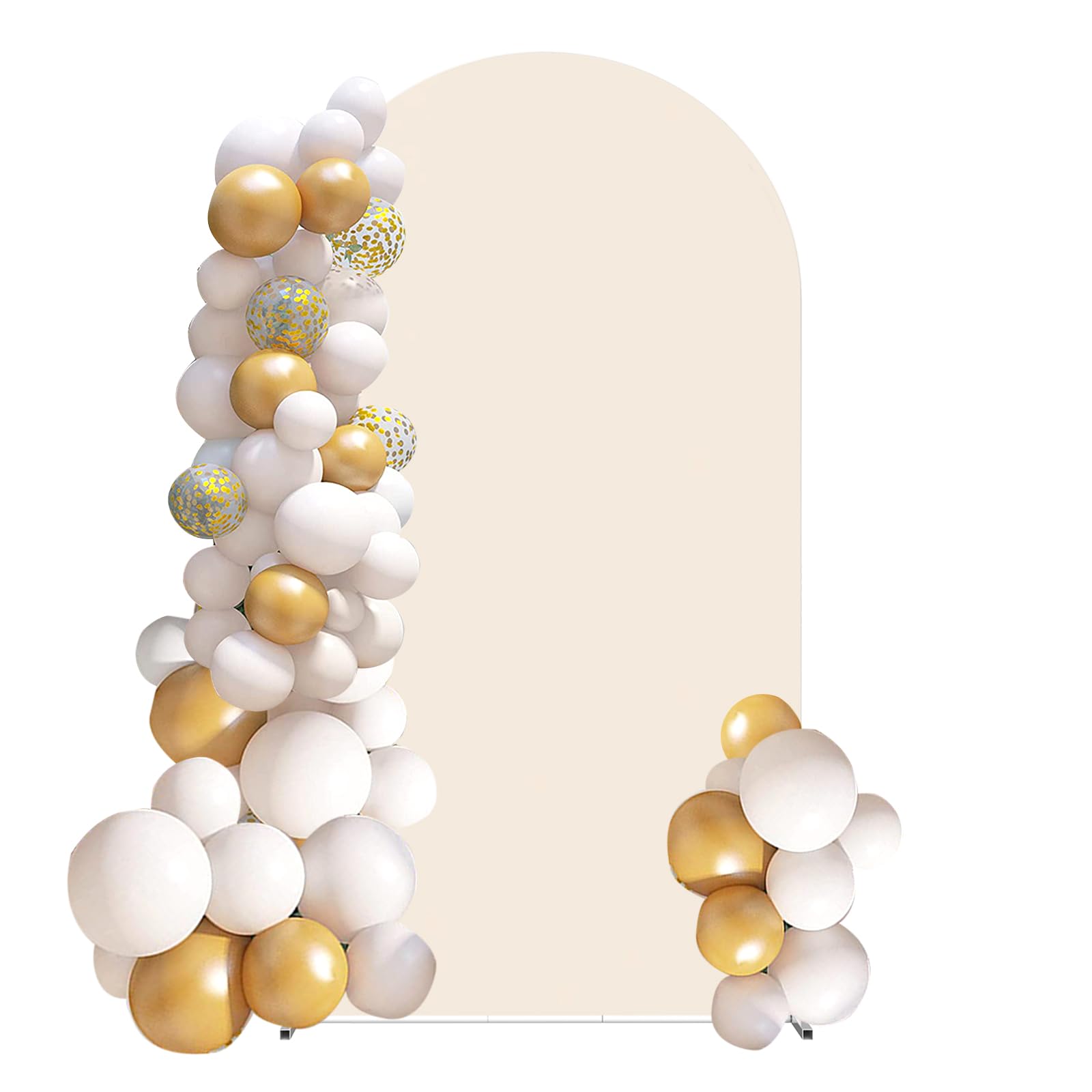 Wedding Arch Cover 7.3FT Arch Backdrop Cover Spandex Fitted Arch Cover for Round Top Chiara Backdrop Stand Covers for Wedding Birthday Party Baby Shower Banquet Ceremony Decoration, Beige