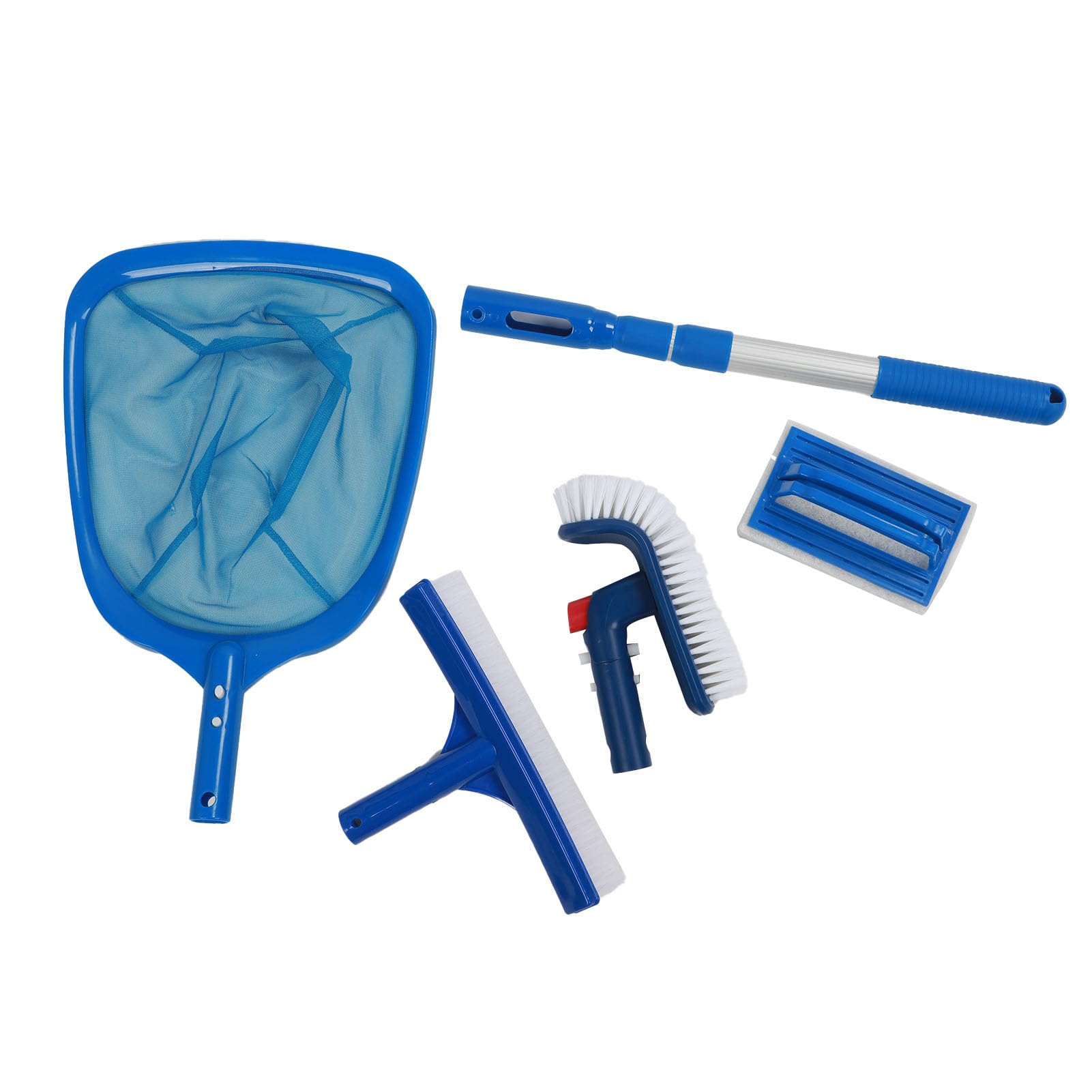 Kit Professionale per la Pulizia della Piscina con palo telescopico da 45-88 cm, Spazzola a Rete per Skimmer a Maglia fine, per Piscine interrate Fuori Terra, vasche idroma