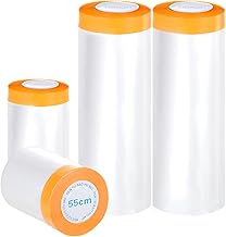 Set di 4 Teli Plastica per Imbiancare (80m totali) – Teli Copritutto per Imbianchino, Teli Plastica per Coprire (2 rotoli 55cm x 20m + 2 rotoli 150cm x 20m) – Teli per Imbiancare Autoadesivi.