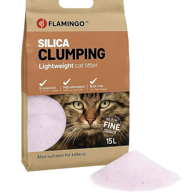 Flamingo Roze Kattenbakvulling Silica Fijn 17 litres