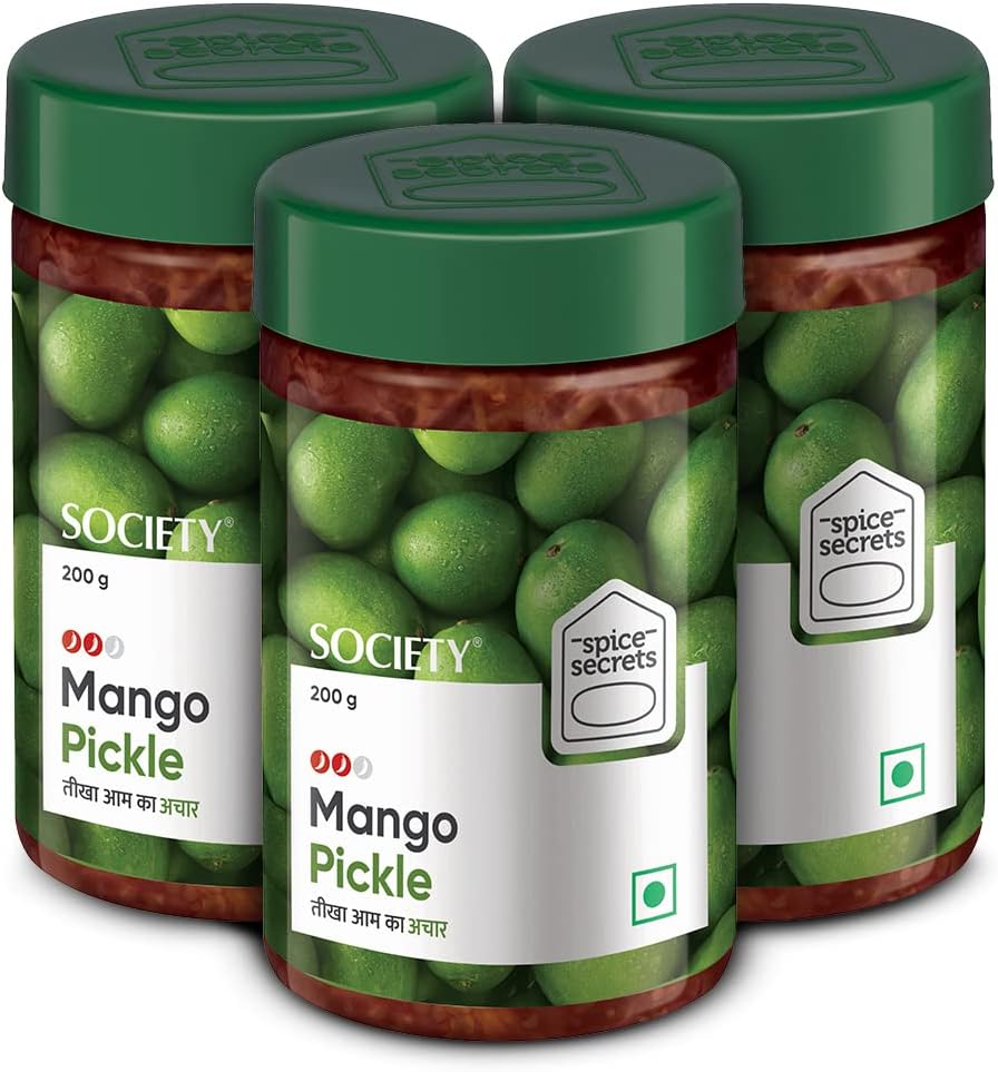 Society Spice Secrets Spicy Mango Pickle | Made with raw mango & Indian spices| 200g | Pack of 3