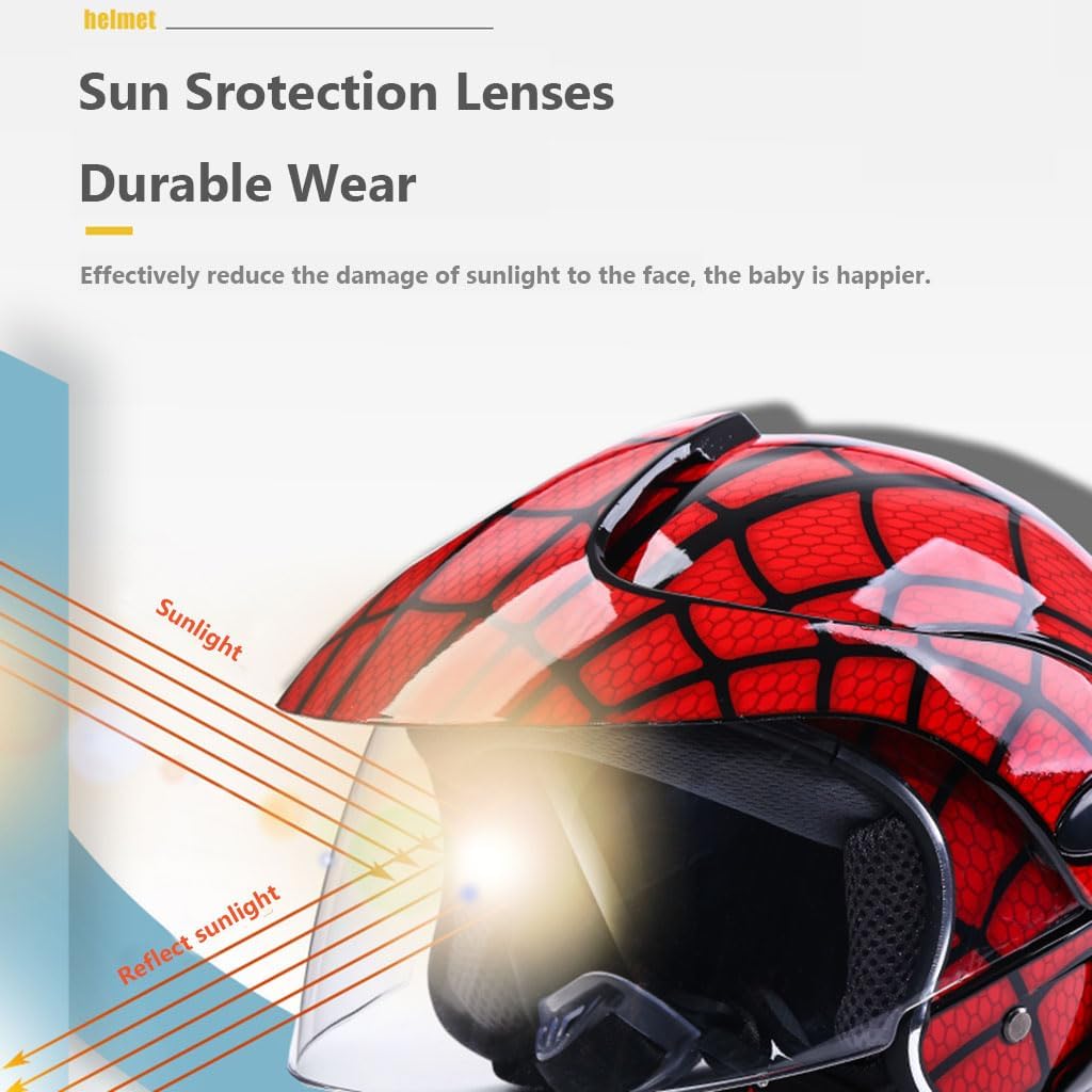 Kids Cool Helmet 4-12 Years Old Boys Girls Motorcycle Half Helmet Retro Go-Kart Jet-Helmet Scooter Cruiser Moped for Youth Personality Children's Helmet Applicable to Summer DOT Approved