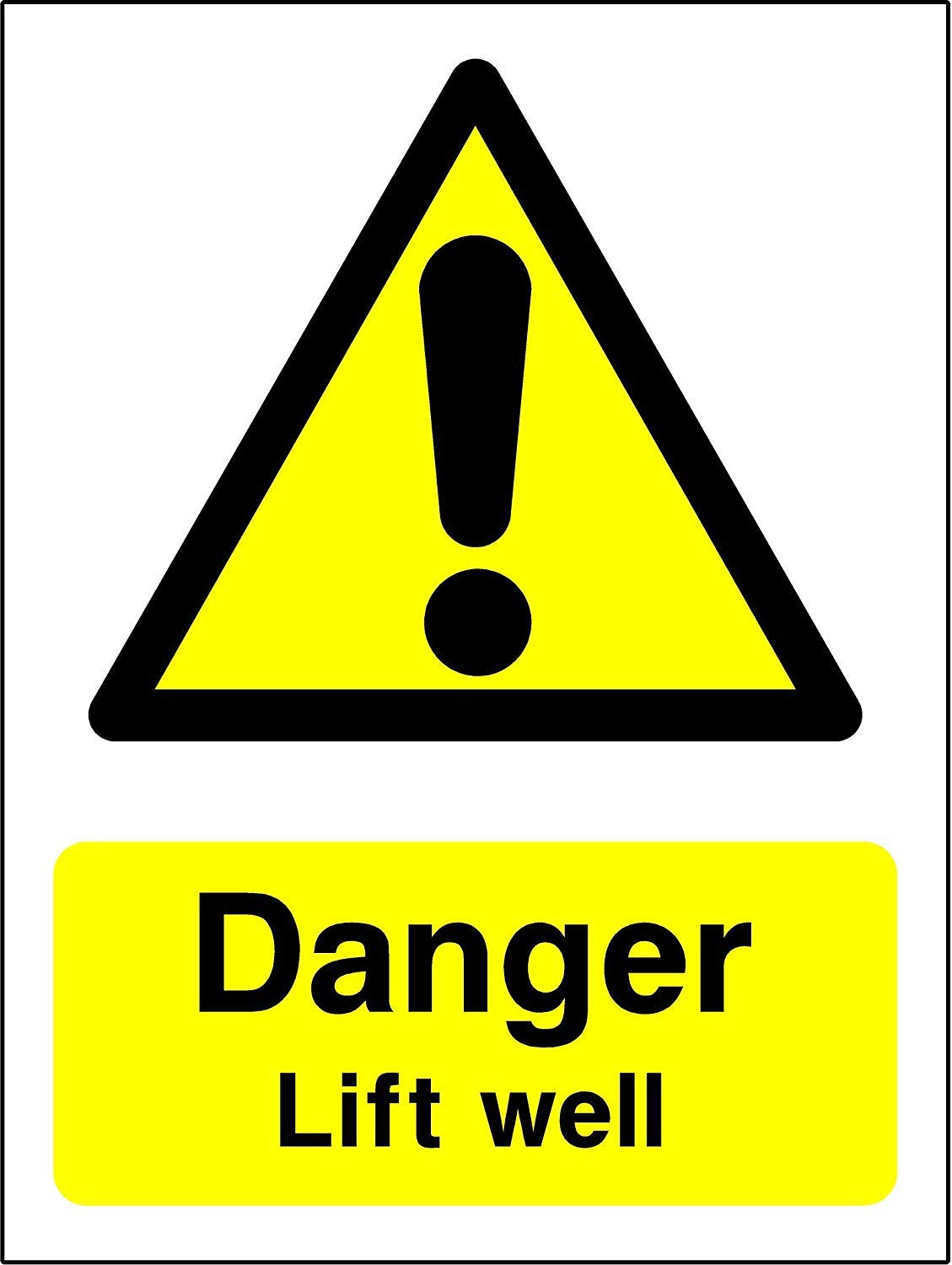 Kpcm Display Ltd Danger Lift Well Safety Sign - 1.2Mm Rigid Plastic 200Mm X 150Mm