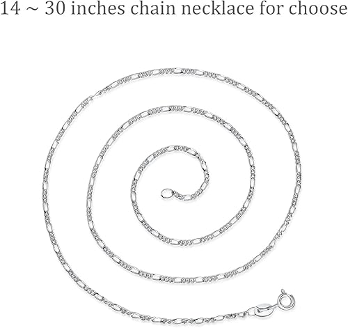 Miniatura 2 de Collar de cadena de plata de ley 925 para mujer, 0.059 pulgadas de ancho, cadena fina italiana Figaro plataoro, 14-30 pulgadas