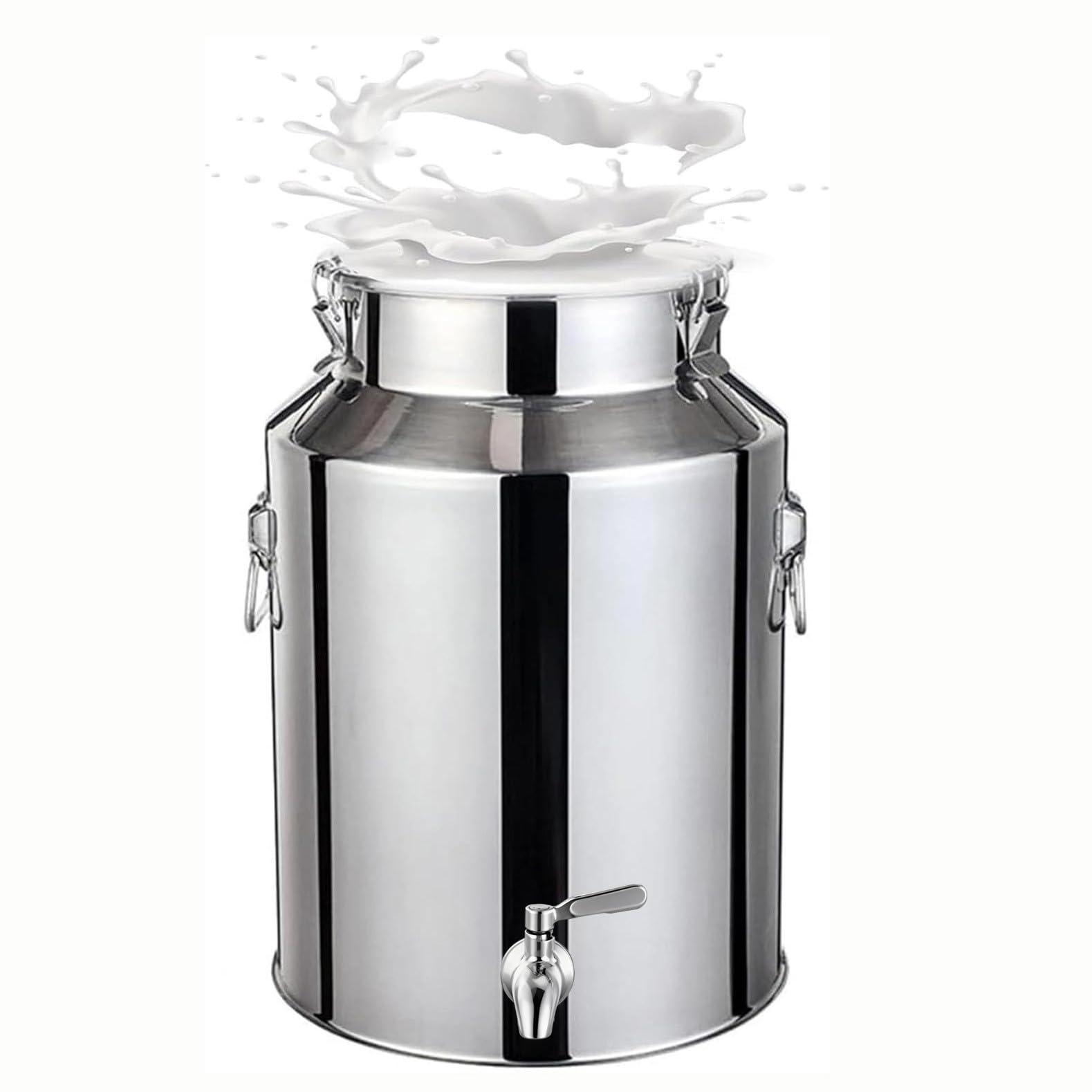 Edelstahl-Eimer mit Wasserhahn, Flüssigkeitsbehälter für Milch, Wasser, Tee und Milchprodukte, große Kapazität