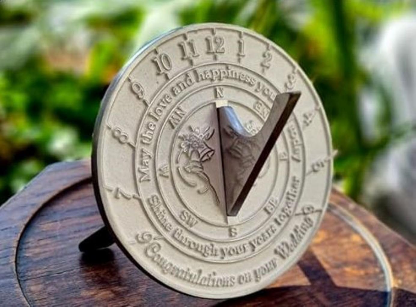Years Together Wedding Sundial Gifts Perfect for The Newlywed Couple | Garden Present Idea Metal Home Offfice Decor Sundial with Pedestal Stand Gifts for Couples Parents Handcrafted 10" White