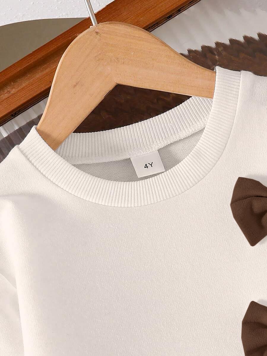EMBLIKA Girls Bow Sweatshirt & Wide-Leg Pant Co-ord Set |Stylish Wear | Casual Co-Ord set | Top Pant For Girl 3