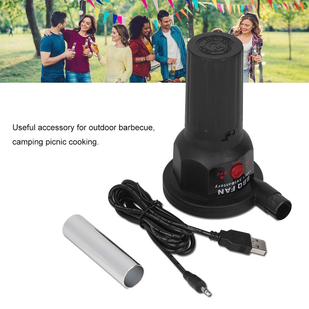 Jeffergarden Tragbares BBQ Luftgebläse 5V USB Für Grill Und Kamin Mit Leichtem Kunststoffgehäuse Und Aluminiumrohr Zum Schnellen Anzünden