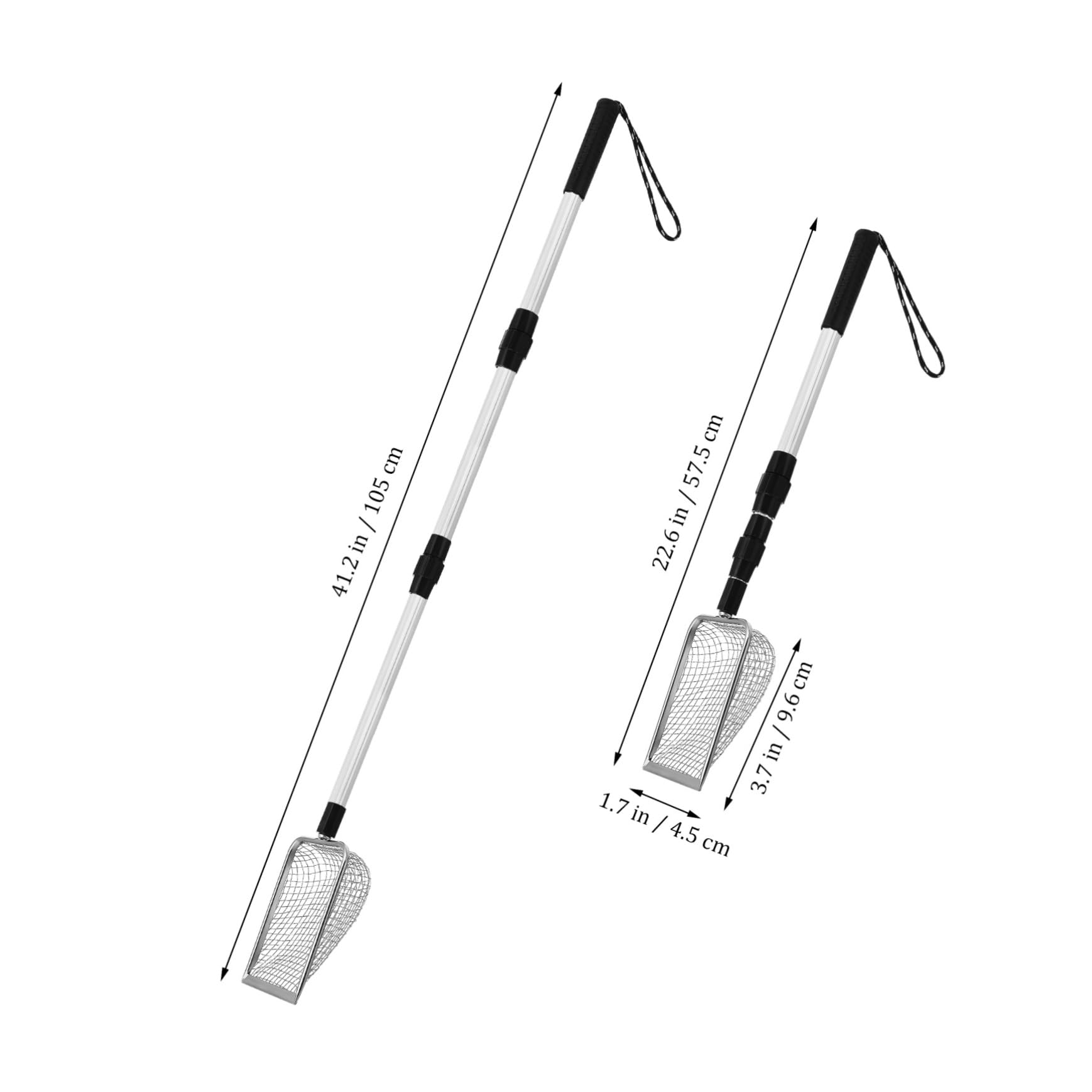 Abaodam 2 Pièces Pelle à Litière pour Chat Acier Inoxydable Design Poignée Ajustable Maillage Dense pour Nettoyage des Déjections