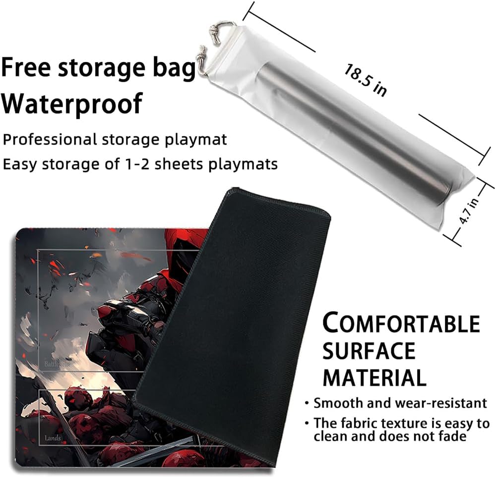 MTG Play Mat + Bag 60 x 35 cm MTG Play Mat with Zones, Stitched Edges Play Mat Trading Card Game Play Mats Mouse Mat Smooth Rubber Surface TCG Play Mat (MTG Set 42-4, with Zone)