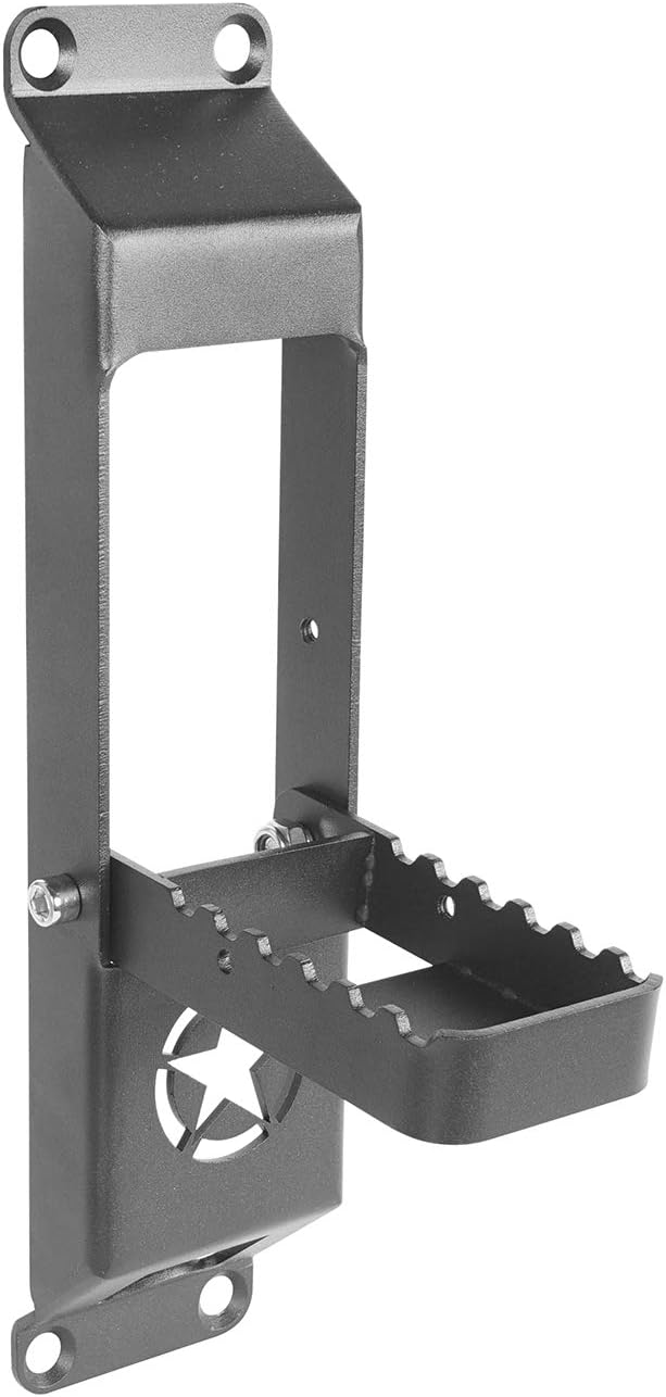 Hooke Road Door Hinge Steps Metal Folding Door Pedal w/Star Sign Compatible with Jeep Wrangler JL & Jeep Gladiator JT 2018 2019 2020 2021 2022 2023 2024 2025 2026 (Set of 2)