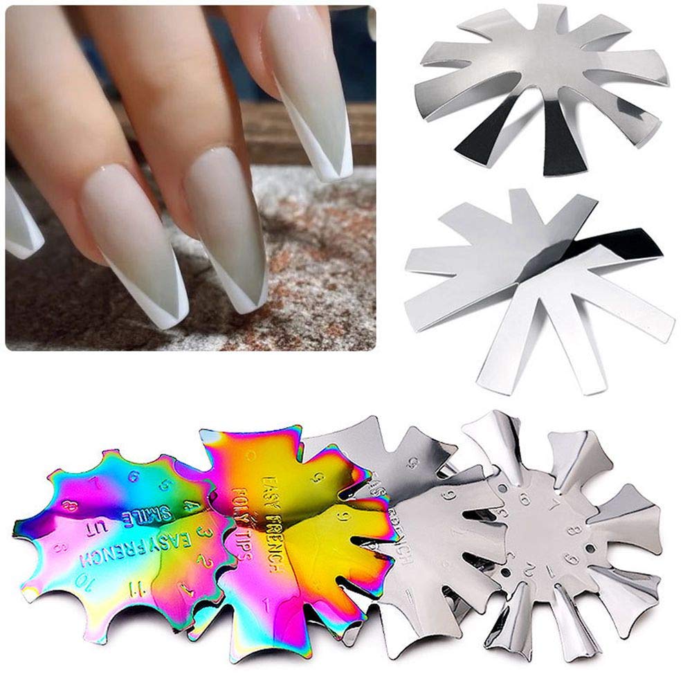 NC NC 5Pcs Easy French Smile Line Nail Art Gel Acrilico Cutter Tool Acciaio Inossidabile Nail Art Manicure Trimmer per Bordi Accessori Fai da Te Strumento Manicure Edge Trimmer Tool